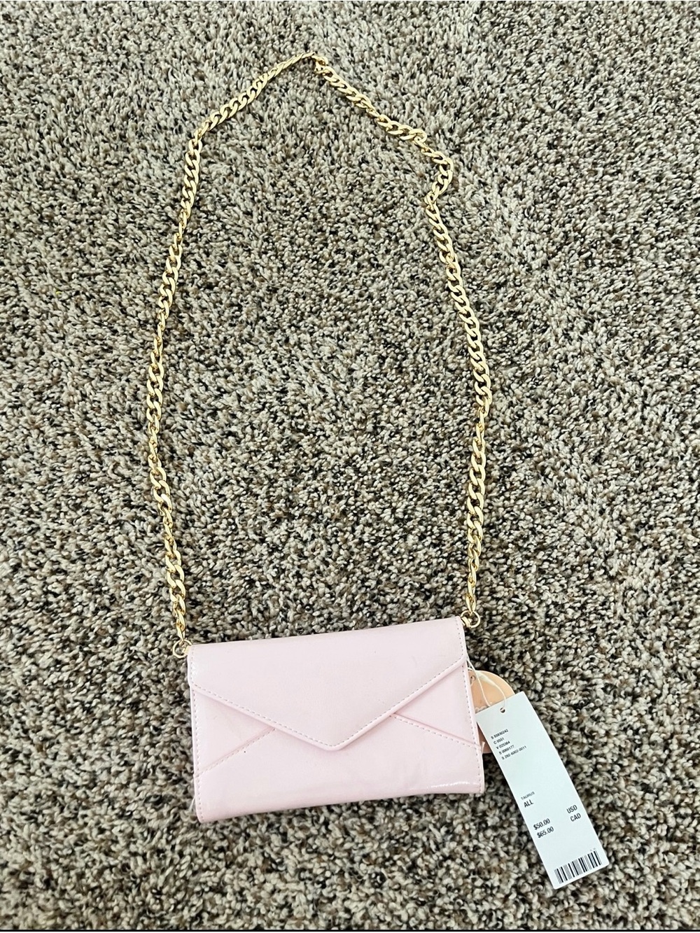 Urban Outfitters Light Pink Mini Envelope Crossbody with Gold Chain